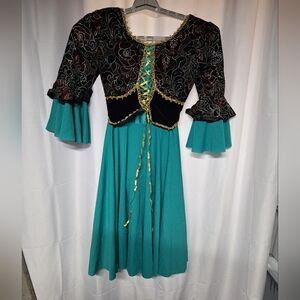 Charming Teal and Black Kids Costume with Gold Trim Halloween